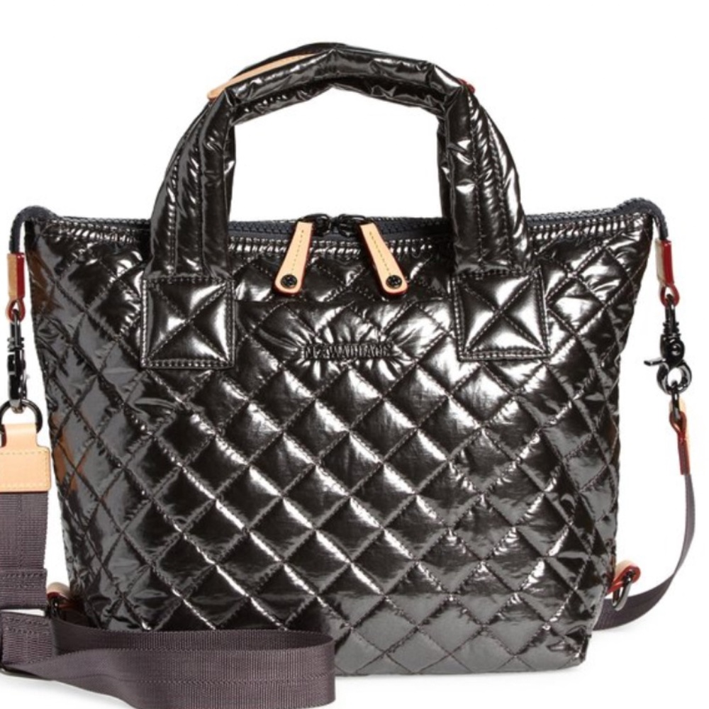 MZ WALLACE Sutton Deluxe Small Patent Quilted Crossbody Bag black